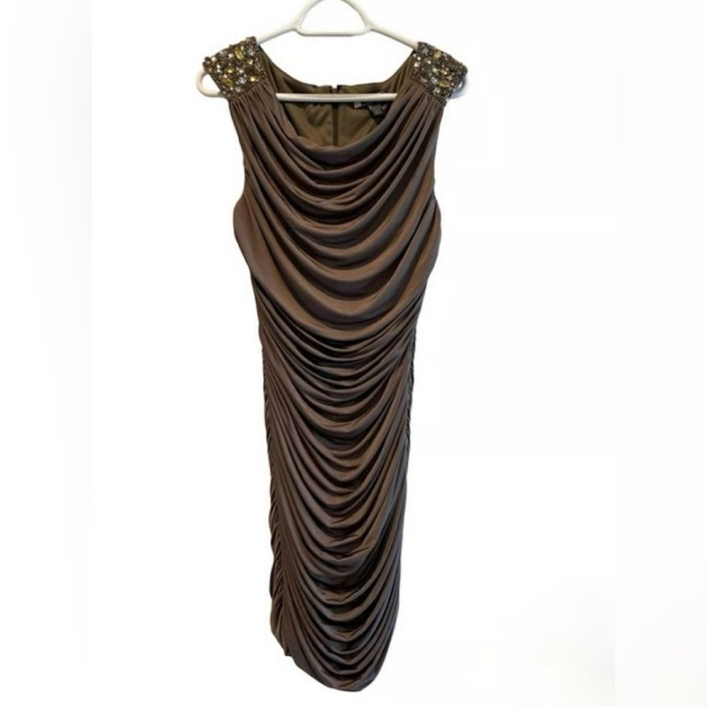 JS Boutique for Pea in a Pod maternity ruched embellished cocktail dress, Small